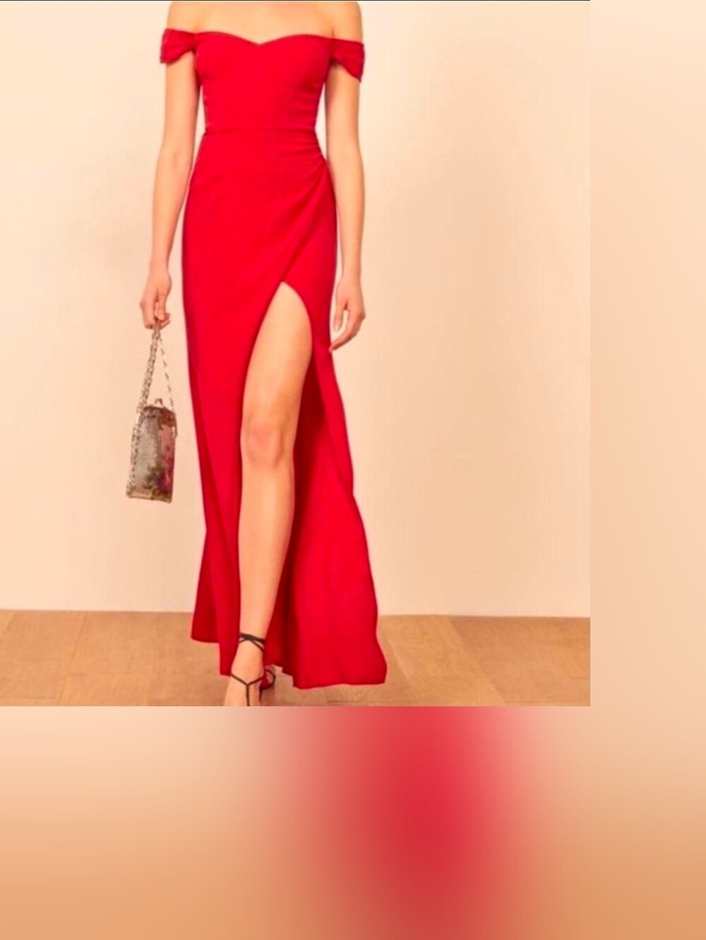 Reformation Marilyn Red Maxi Dress Off-the-shoulder Sweetheart Neckline Size 6 - Picture 2 of 6